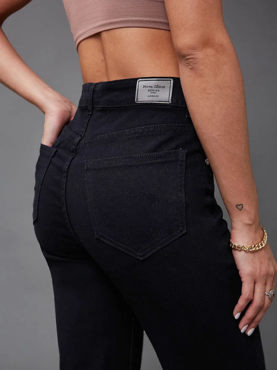 24/7 Comfort Black Straight High-Rise Stretchable Denim Jeans