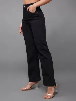 24/7 Comfort Black Straight High-Rise Stretchable Denim Jeans