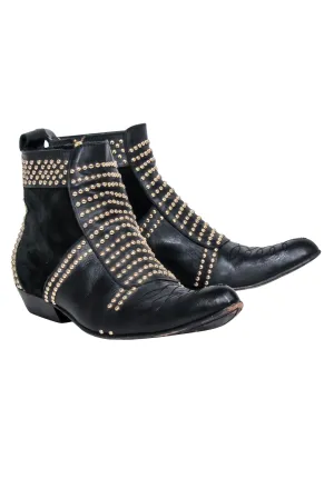 Anine Bing - Black Leather Studded Detail "Charlie" Short Boots Sz 9