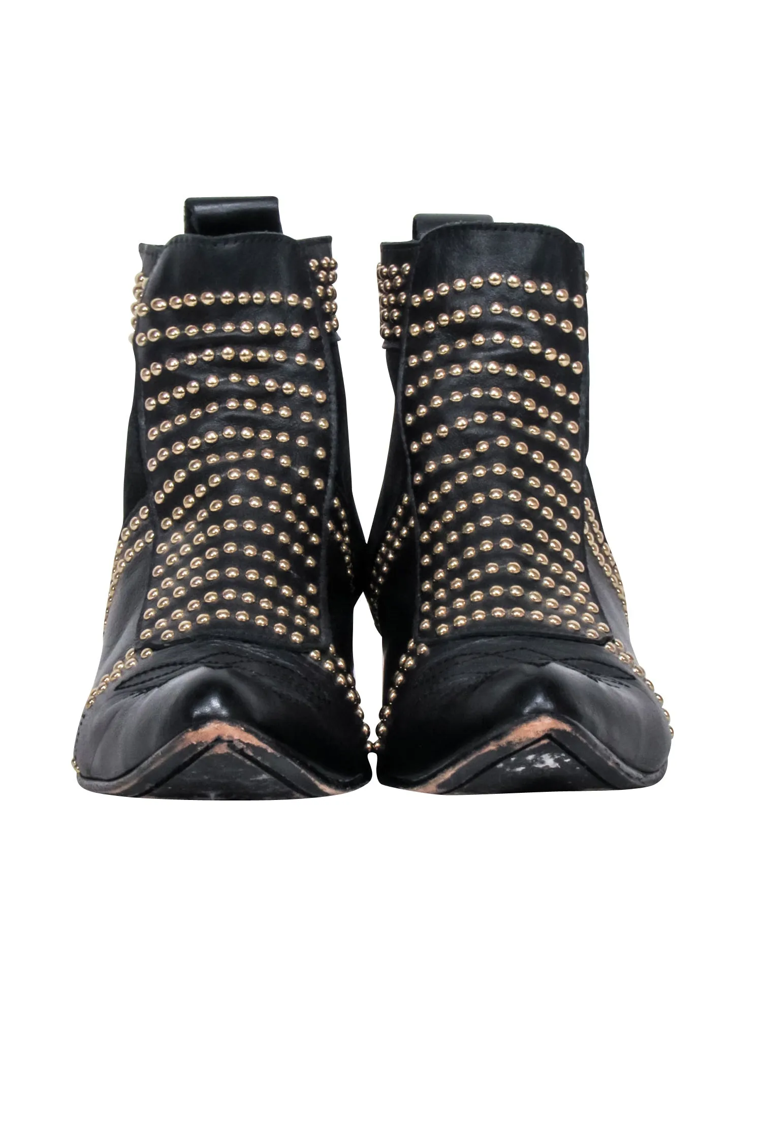 Anine Bing - Black Leather Studded Detail "Charlie" Short Boots Sz 9