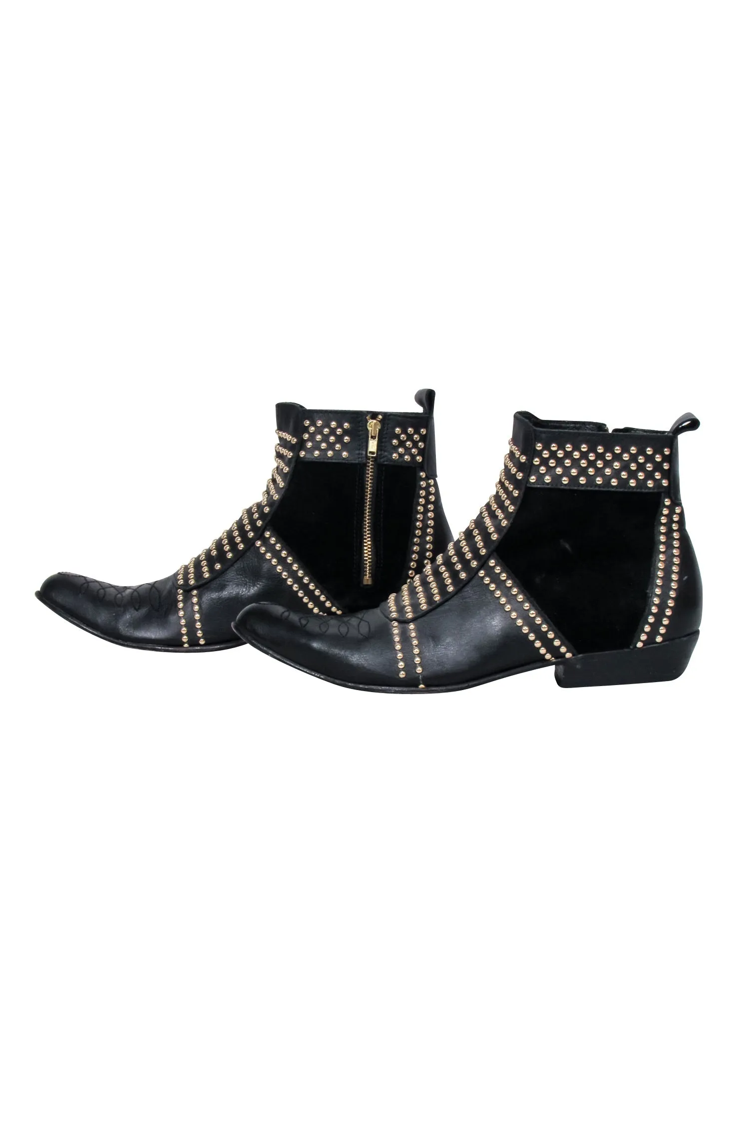 Anine Bing - Black Leather Studded Detail "Charlie" Short Boots Sz 9