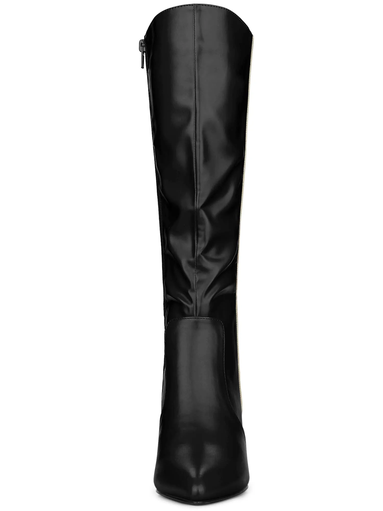Black Sleek Gold Zipper Knee High Boots