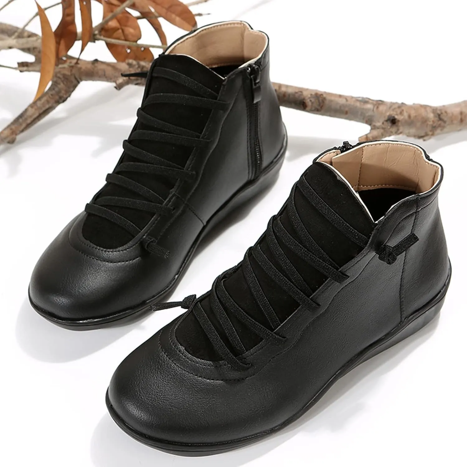 Boots for Women Ankle Heeled Booties for Women Womens Suede Ankle Boots Work Boot Shoe Laces Men Closed Head Cute Cozy Pointed Toe Stacked Mid Heel