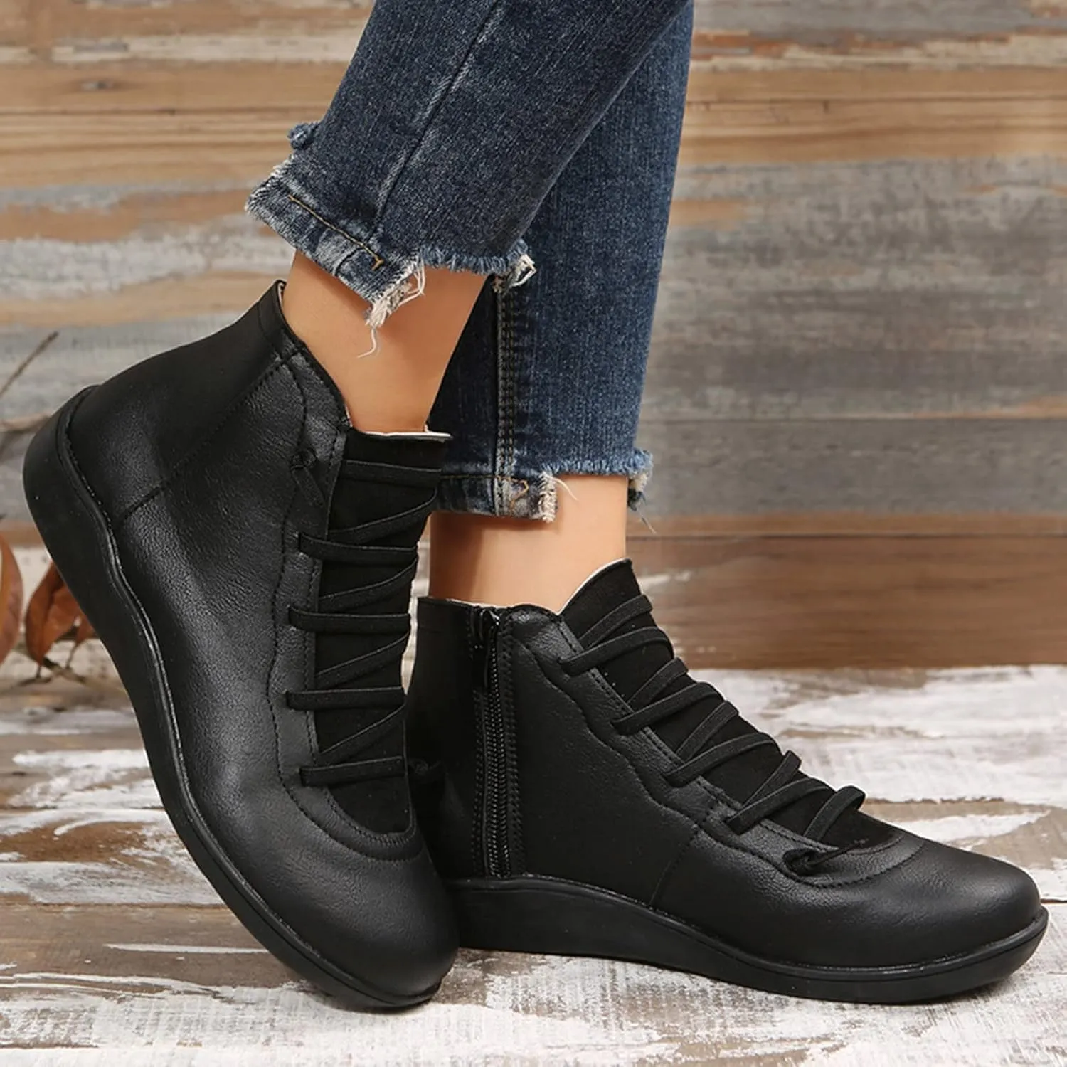 Boots for Women Ankle Heeled Booties for Women Womens Suede Ankle Boots Work Boot Shoe Laces Men Closed Head Cute Cozy Pointed Toe Stacked Mid Heel