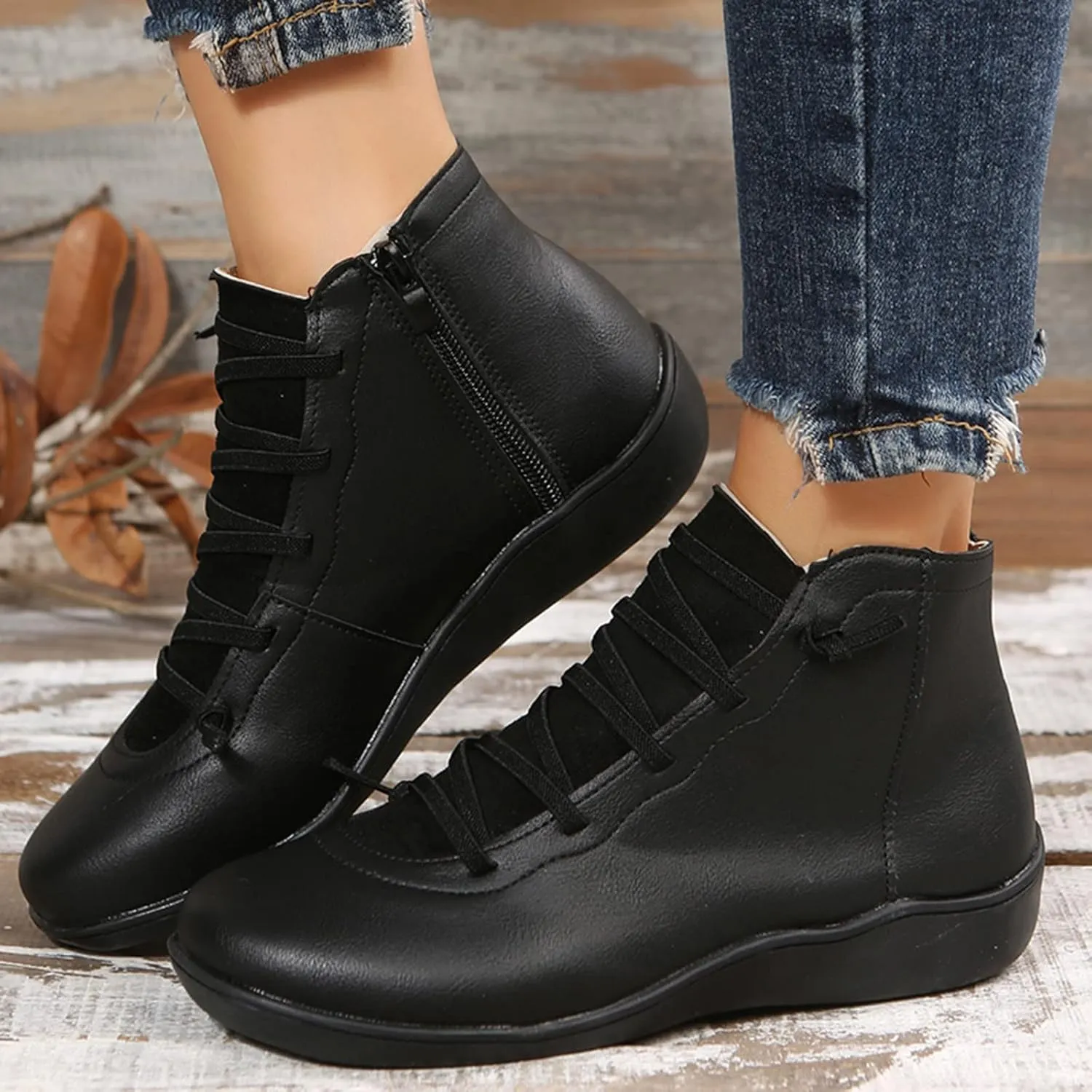 Boots for Women Ankle Heeled Booties for Women Womens Suede Ankle Boots Work Boot Shoe Laces Men Closed Head Cute Cozy Pointed Toe Stacked Mid Heel