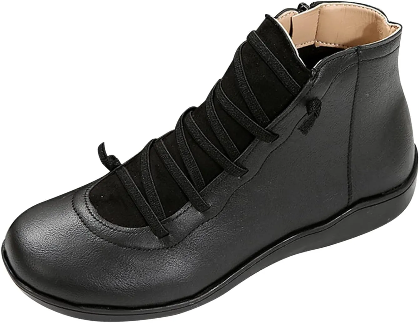 Boots for Women Ankle Heeled Booties for Women Womens Suede Ankle Boots Work Boot Shoe Laces Men Closed Head Cute Cozy Pointed Toe Stacked Mid Heel