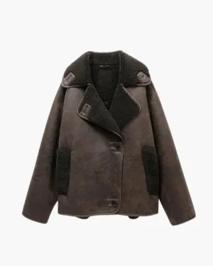 Ginevra – Classic button details – Faux leather jacket