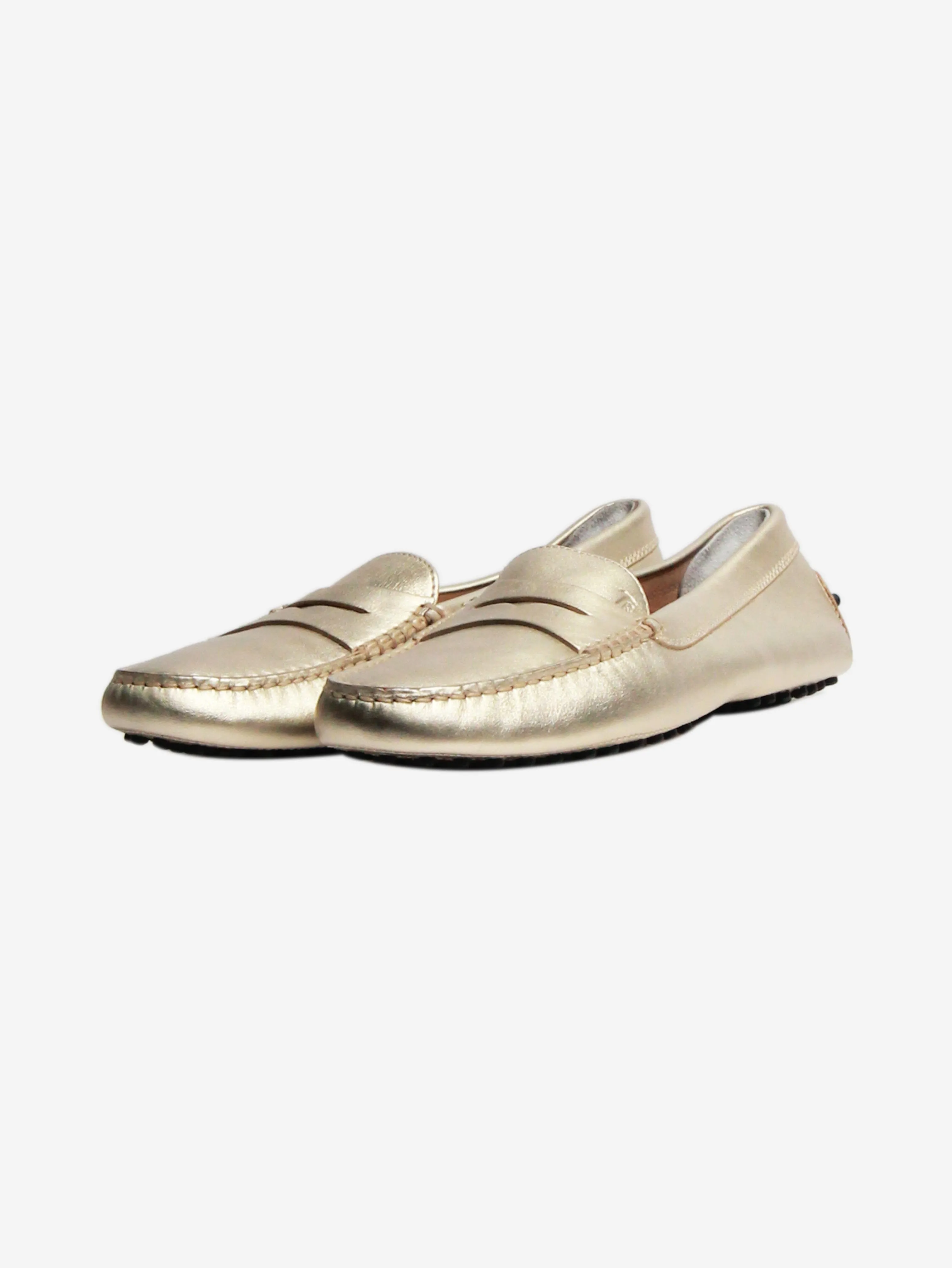 Gold metallic leather loafers - size EU 39.5