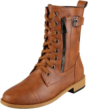 Hiking Boots Women Ankle Ladies Booties Ankle Boot Womens Work Boots Steel Toe Ankle Bootie for Women Low Heel Fashion Round Toe Chunky Block Low Heel Vintage
