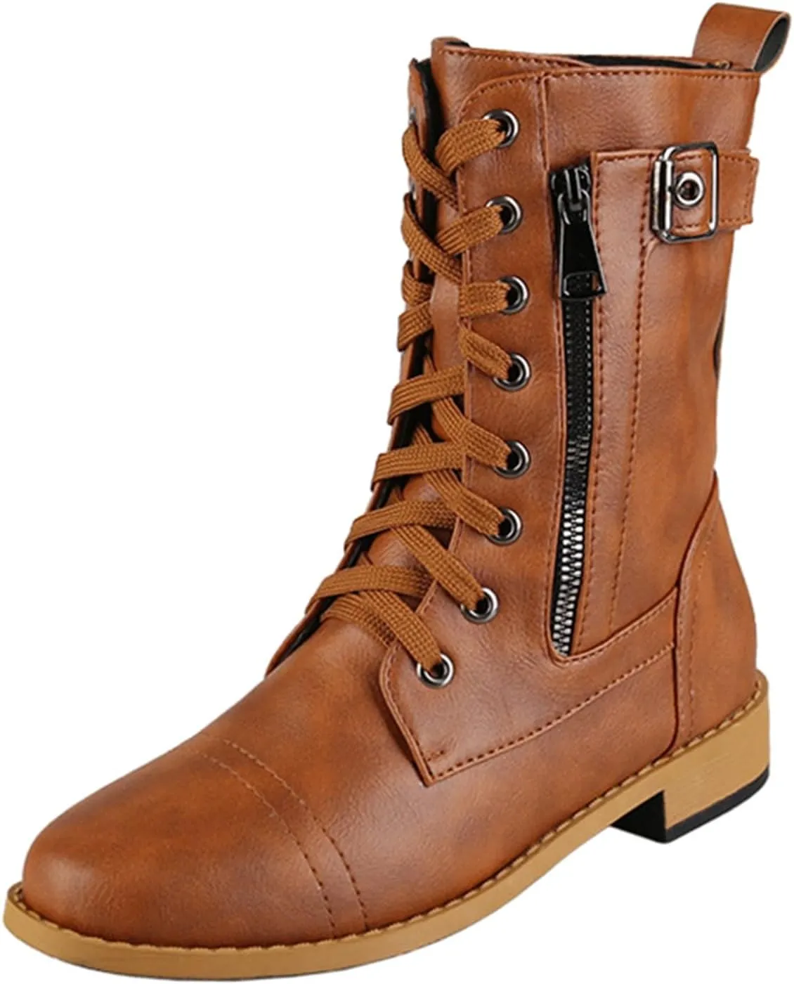 Hiking Boots Women Ankle Ladies Booties Ankle Boot Womens Work Boots Steel Toe Ankle Bootie for Women Low Heel Fashion Round Toe Chunky Block Low Heel Vintage