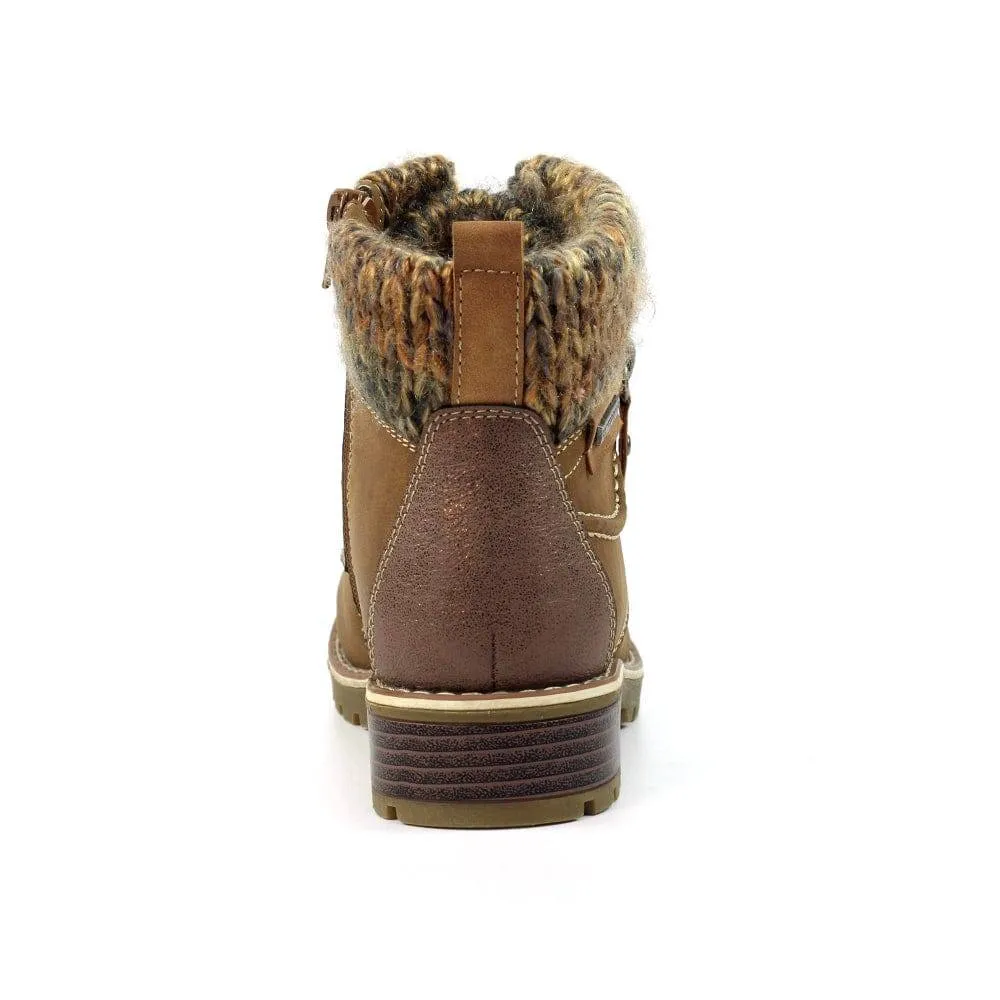 Lunar GLB123 Millie Ladies Tan Waterproof Zip & Lace Ankle Boots