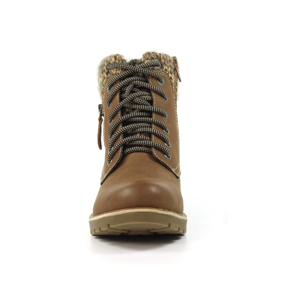 Lunar GLB123 Millie Ladies Tan Waterproof Zip & Lace Ankle Boots
