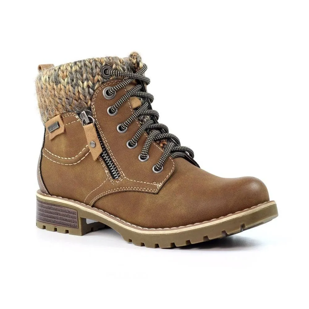 Lunar GLB123 Millie Ladies Tan Waterproof Zip & Lace Ankle Boots