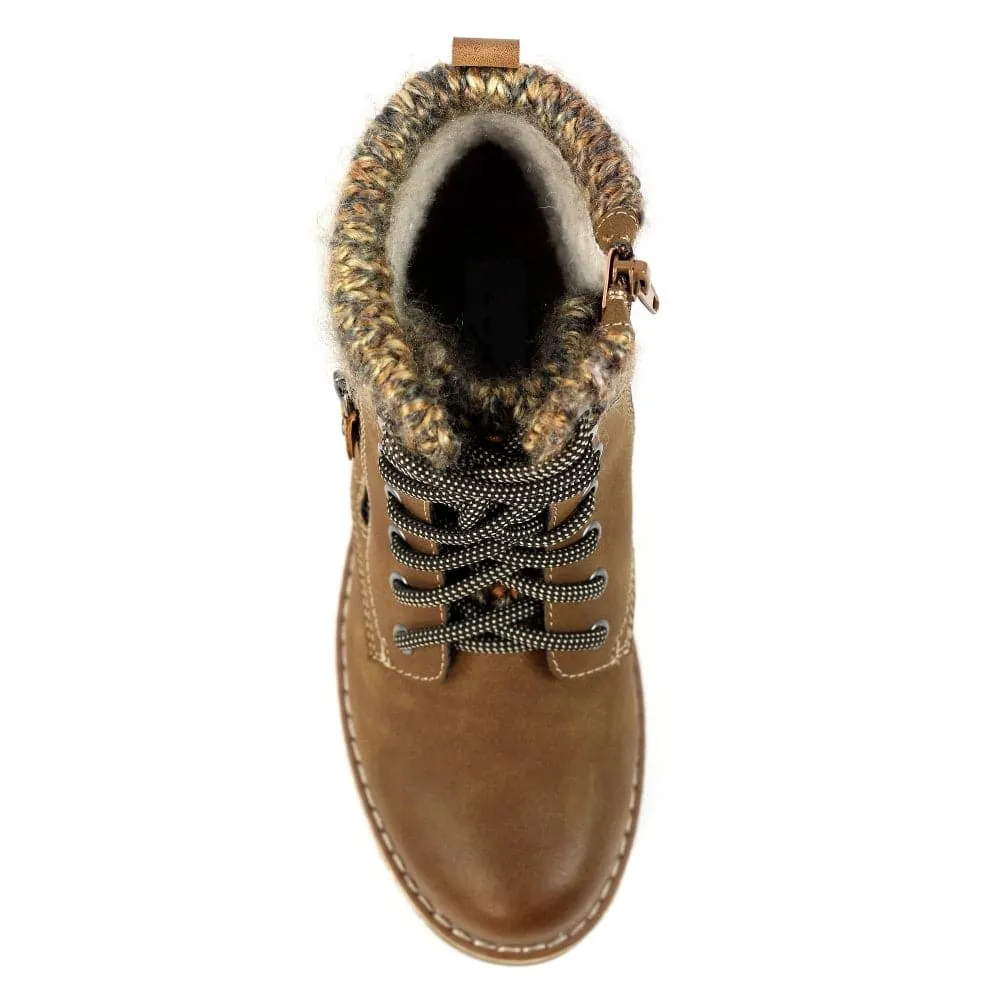 Lunar GLB123 Millie Ladies Tan Waterproof Zip & Lace Ankle Boots