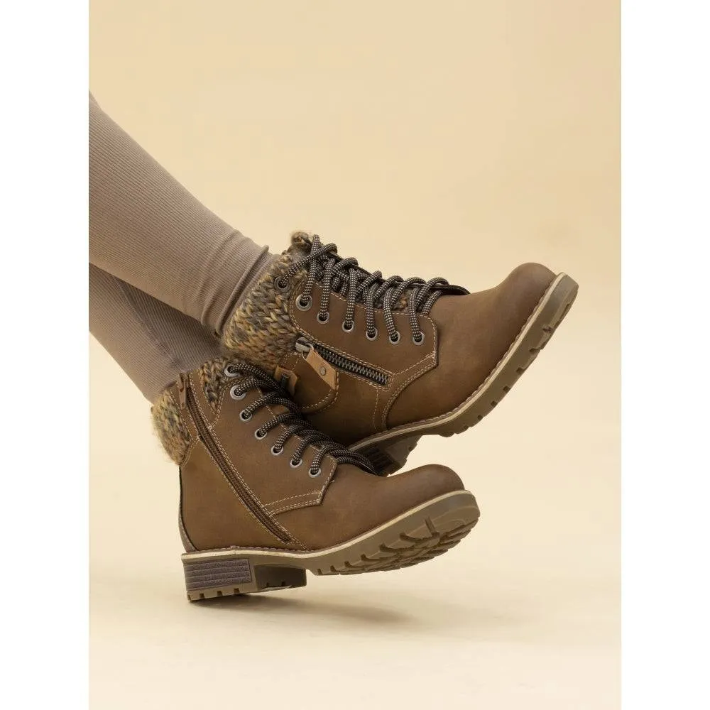 Lunar GLB123 Millie Ladies Tan Waterproof Zip & Lace Ankle Boots