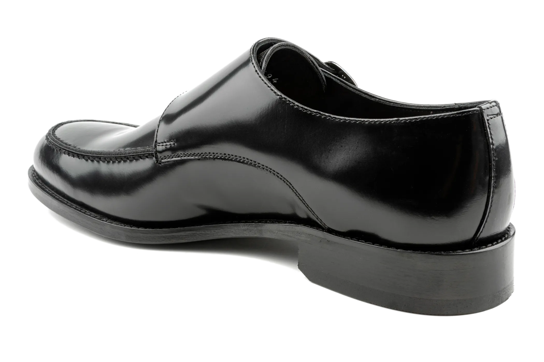 Men's Classic Fashion Black Monk Strap Shoes, Top Grain Leather Double Buckle Monk Strap Shoes, Glossy Finish & Leather Outsole Edi by Debbano