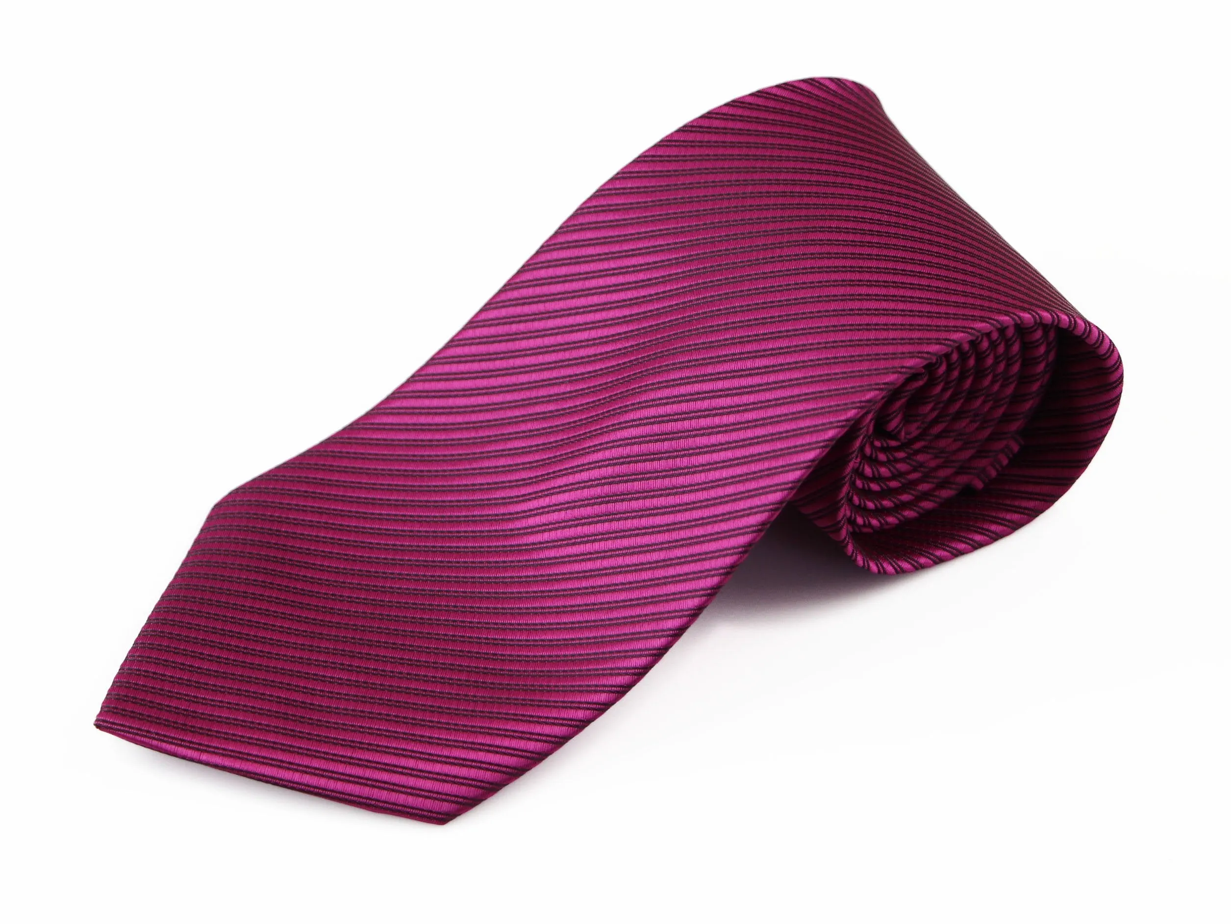 Mens Magenta & Black Striped 10cm Neck Tie