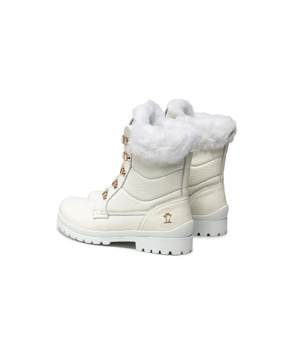 PANAMA JACK LEATHER BOOTS WITH WARM LINING IN WHITE
