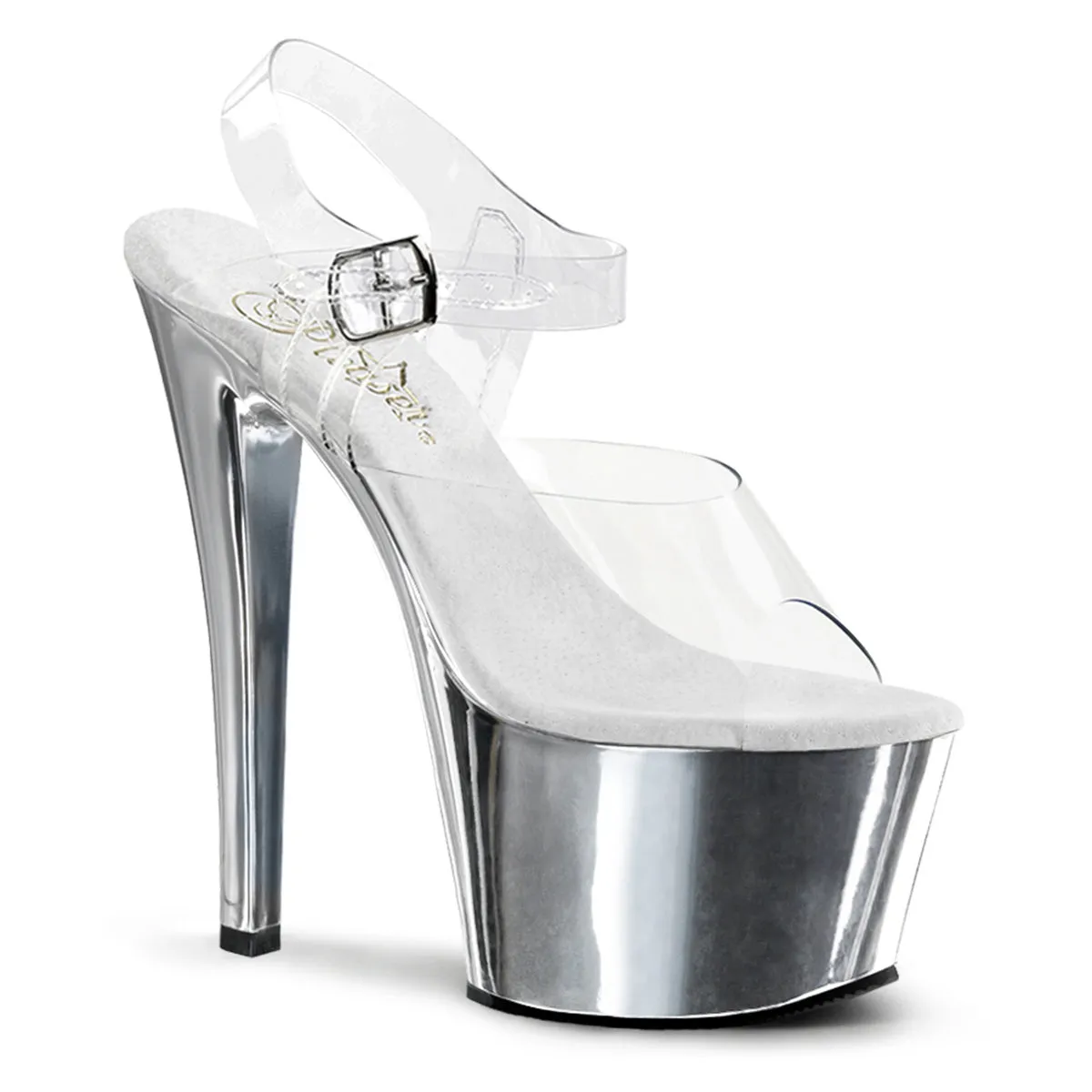 Pleaser Sky-308 Stiletto Heel Shoe W/Chrome Bottom In 7 Colors