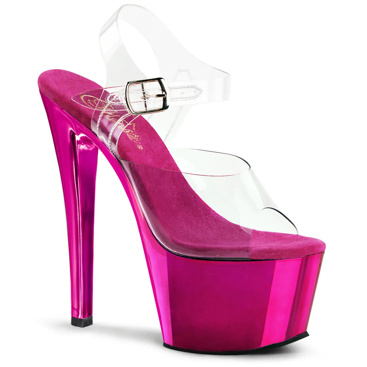 Pleaser Sky-308 Stiletto Heel Shoe W/Chrome Bottom In 7 Colors