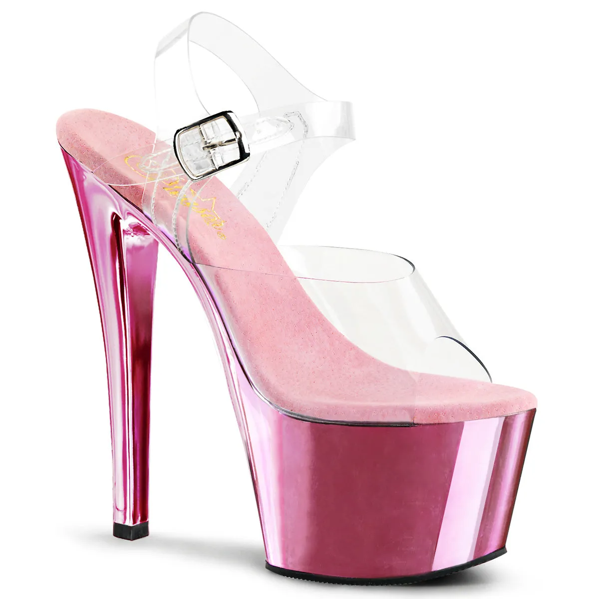 Pleaser Sky-308 Stiletto Heel Shoe W/Chrome Bottom In 7 Colors