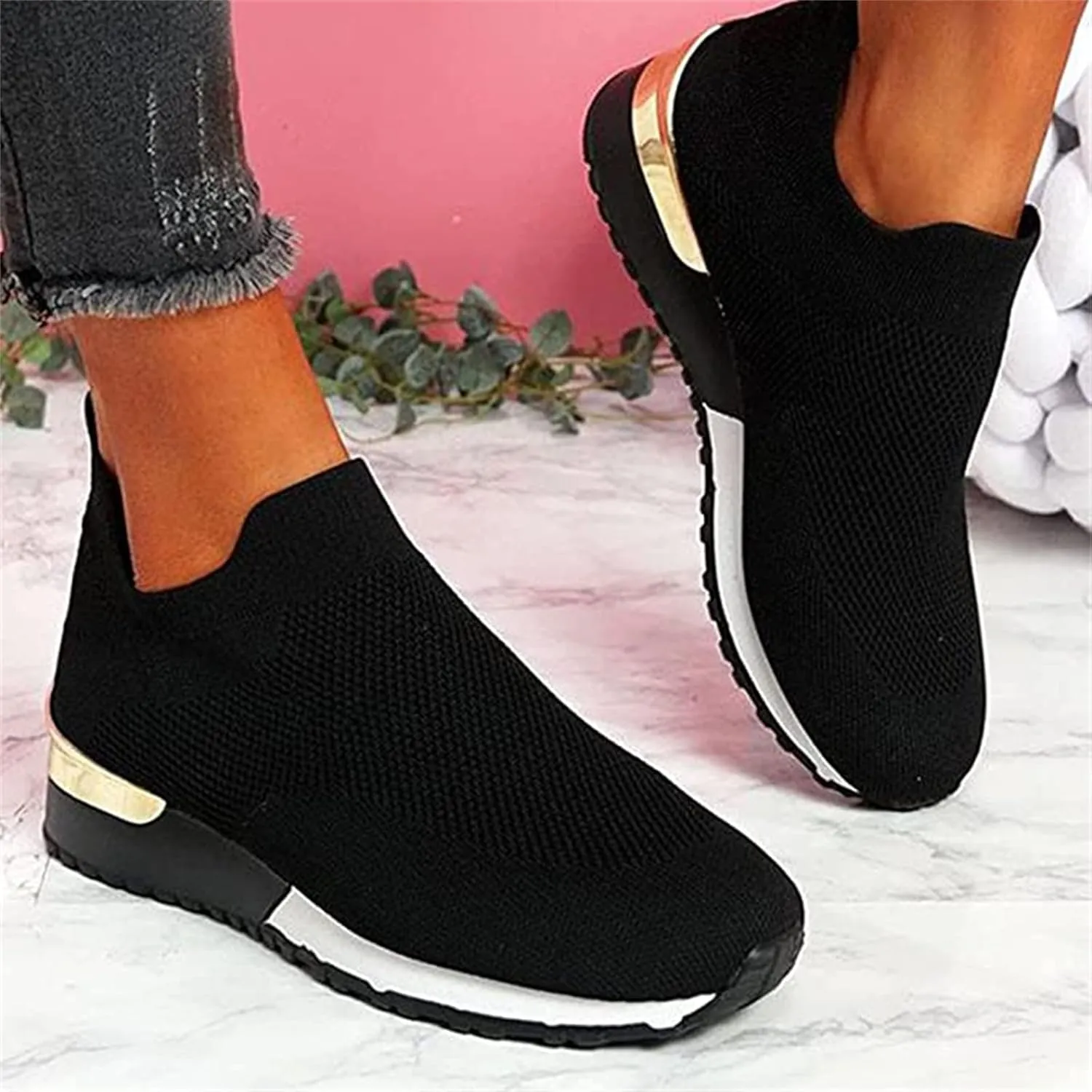 Shoes For Women Sneakers Trendy Athletic Walking Running Shoes Slip On Mesh-Comfortable Athletic Tennis Workout Sneakers
