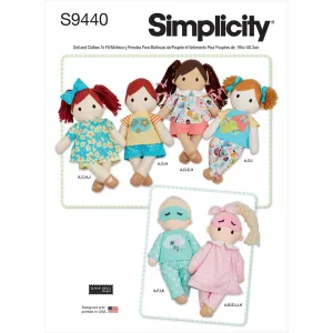 Simplicity Sewing Pattern S9440 Plush Dolls with Clothes