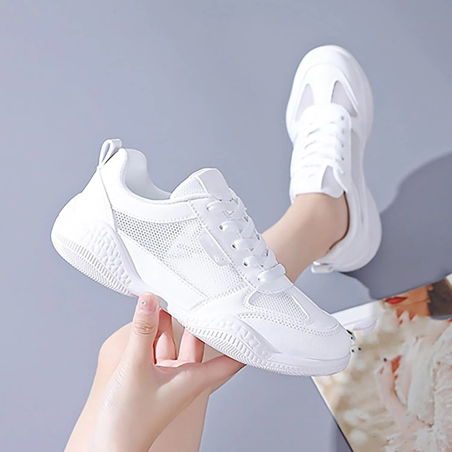 Women's Running Walking Tennis Shoes Comfortable Lace Up Running Shoes for Women Jogging Casual Shoes Slip On Casual Sneakers Steel Toe Tennis Shoe Cross Trainer Shoe