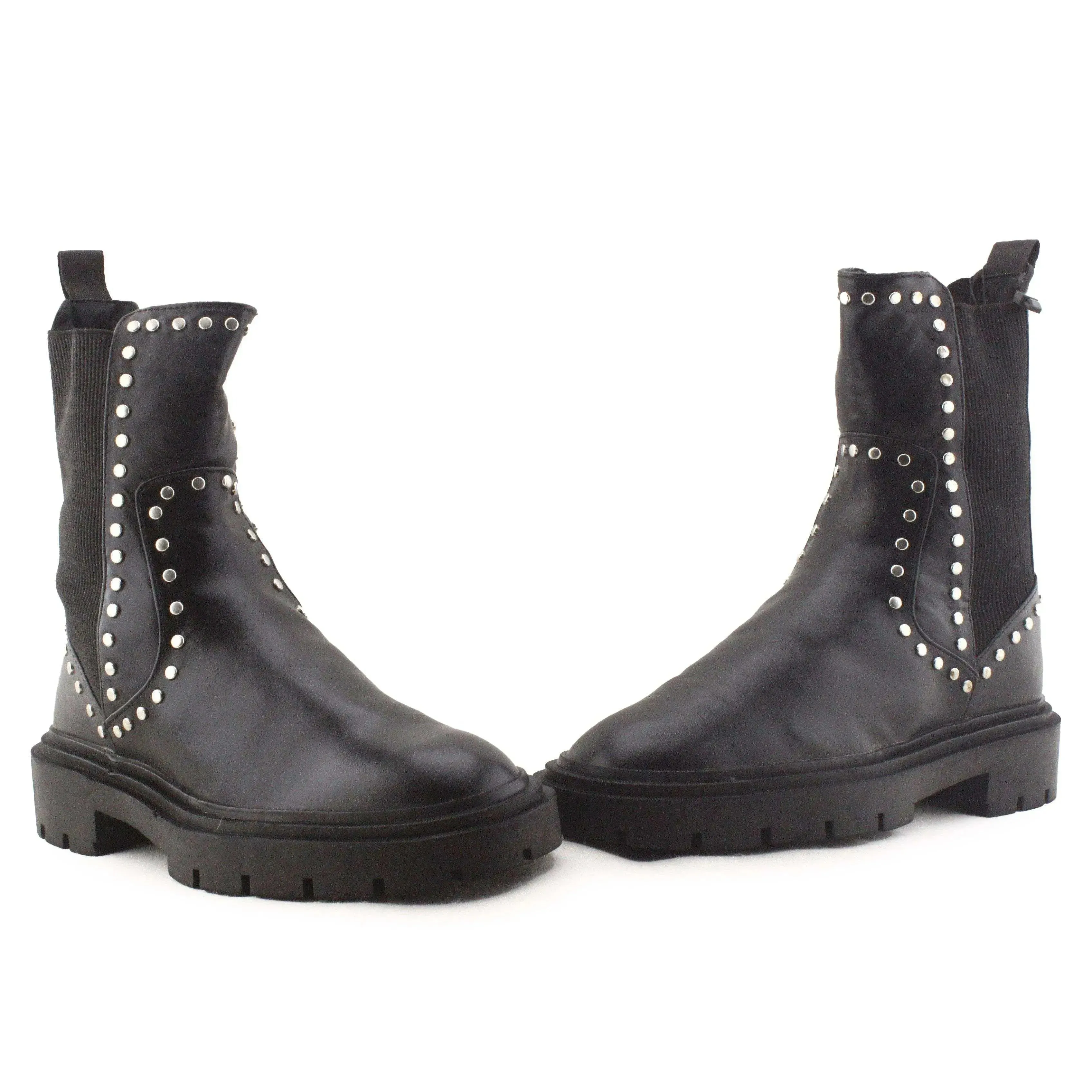 Zara Studded Stretchable Ankle Boots | 100% Authentic Leather