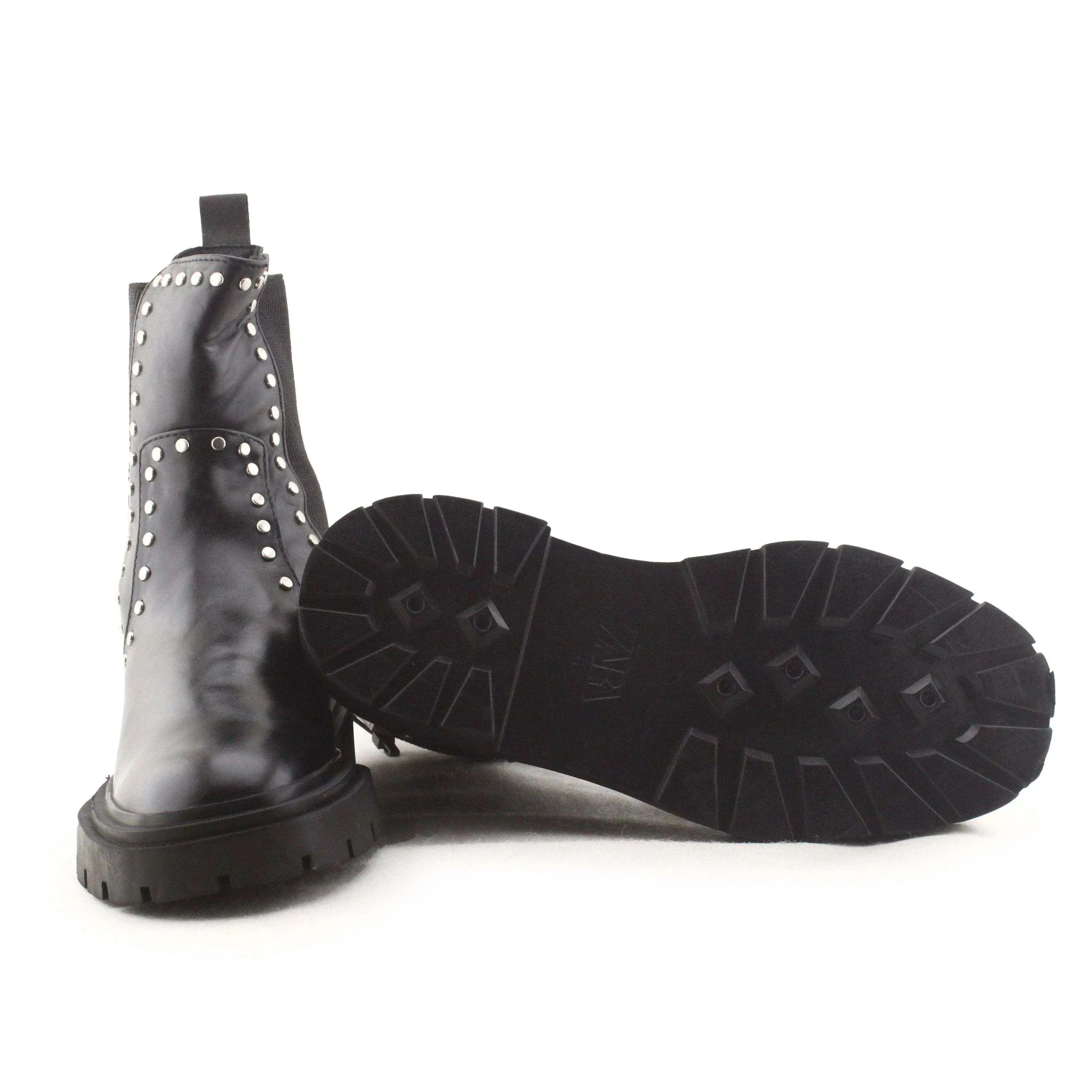 Zara Studded Stretchable Ankle Boots | 100% Authentic Leather