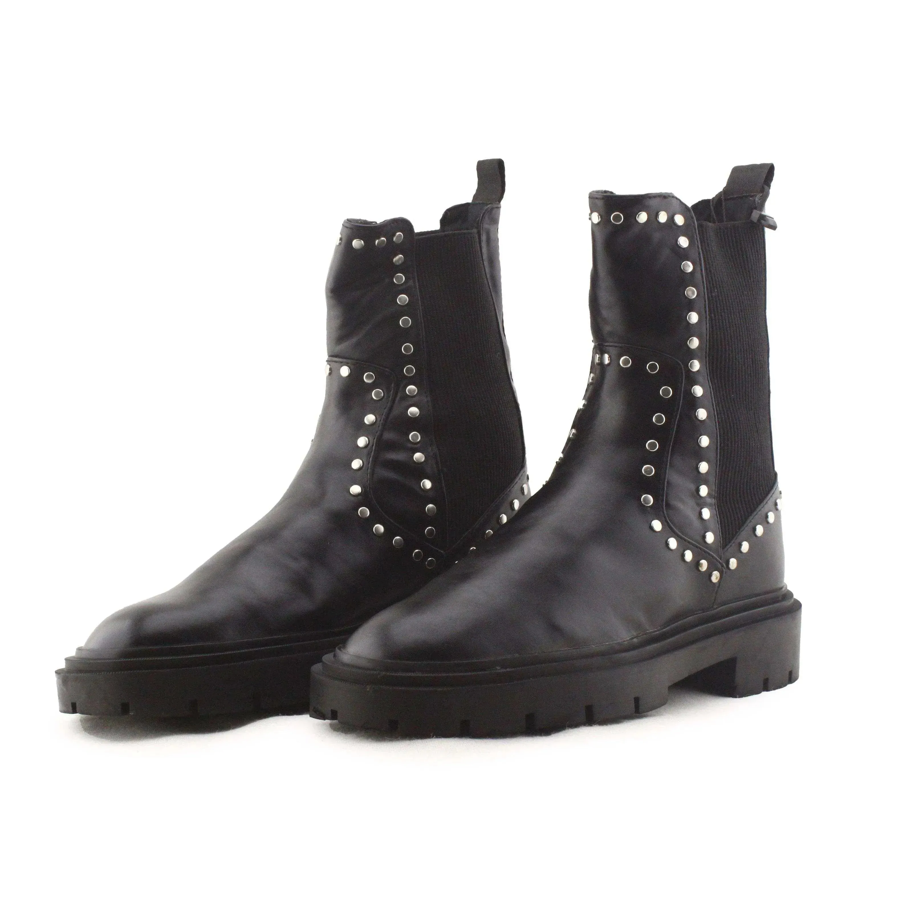 Zara Studded Stretchable Ankle Boots | 100% Authentic Leather